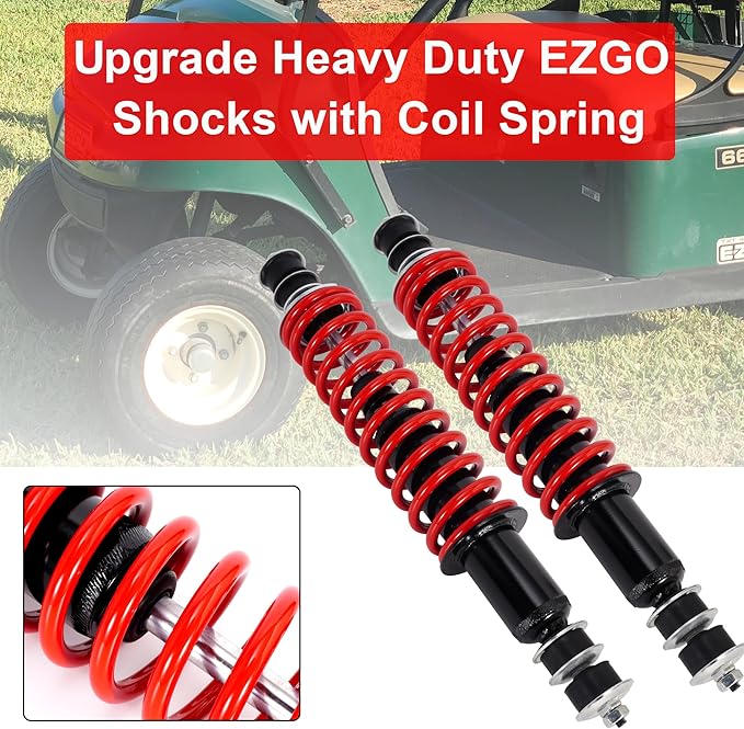 JIAYAN Golf Cart Front or Rear Shock Absorber with Heavy Duty Coil Springs Compatible with E-Z-GO TXT/Medalist 1994+ Gas & Electric Models OEM# 70928-G01 76418-G01 70630-G01 (2Pcs)