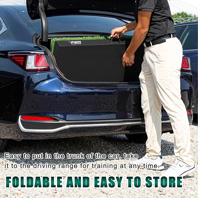 PGM 40"x 40" Golf Practice Mat - 4 Adjustable Slopes - Indoor/Outdoor Golf Training Mat