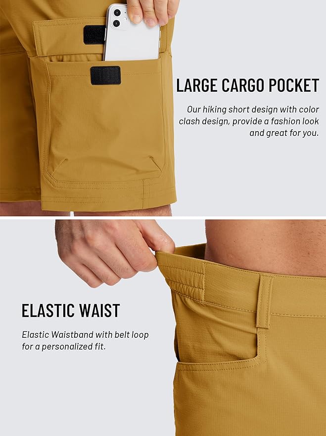 TACVASEN Men's Summer Outdoor Shorts Quick Dry Cargo Casual Work Hiking Shorts (NO Belt)