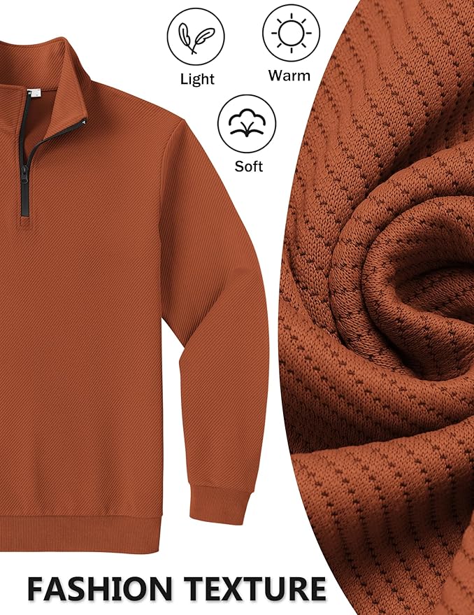 COOFANDY Mens Quarter Zip Pullover Sweatshirts Lightweight Long Sleeve Mock Neck Sweater Polo