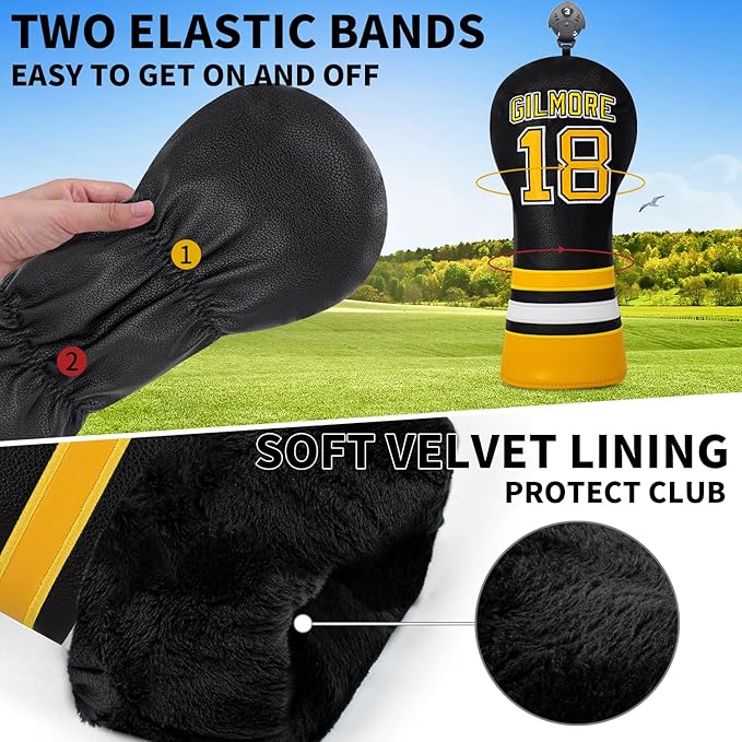 Golf Headcovers Golf Club Headcovers Sports Style Number 18 Premium Leather Driver Fairway(FW) Wood Hybrid(UT), Golf Blade Mallet Putter Cover