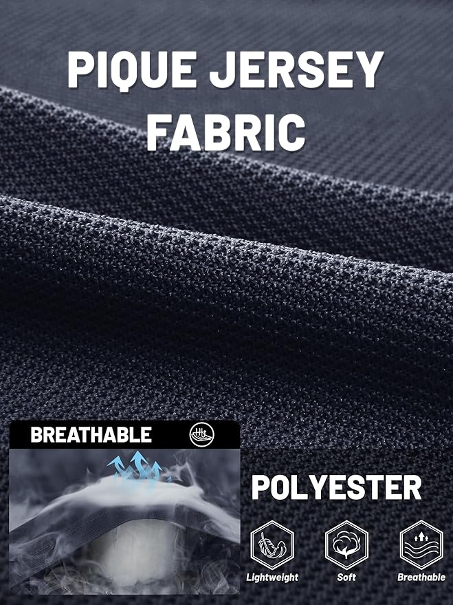 TACVASEN Mens Polo Shirt Short Sleeve Tactical Performance Collared Work Golf Shirts Dry Fit Pique Polos for Summer