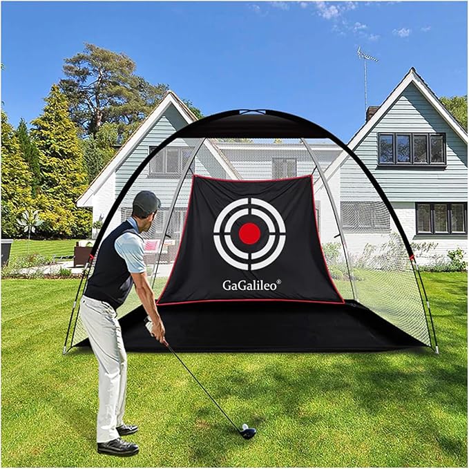 Gagalileo Golf Net: Backyard Practice Hitting Driving Training by Turf Mat Target Real Ball Indoor Outdoor Chipping Swing Gift for Golfers Dad Husband Men