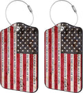 2 Pack Luggage Tags for Suitcase,Flag with The Pledge PU Leather Luggage Tags with Privacy Cover Name Address Labels and Steel Ring,Creative Travel Accessories for Men and Women