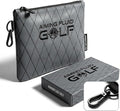 Premium Leather Golf/Travel Valuables Pouch – Luxury Zippered Utility Bag I Diamond Stitching I 360° Swivel Clip I Soft Interior for Golf Accessories & Travel Essentials (Grey)