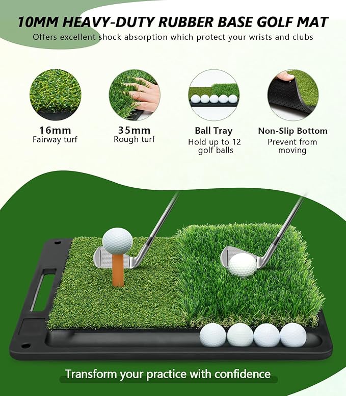 Golf Net with Heavy-Duty Hitting Mat for Indoor & Outdoor Golf Hitting Chipping Swing Driving Practice, Mult-Targets 10x7ft Practice Nets for Backyard Driving, Gifts for Men Dad Husband Golfers