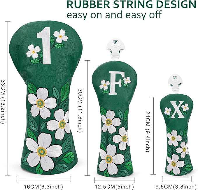 Golf Club Covers Driver Headcovers Fairway 3 Wood Headcover Hybrid Cover Faux Leather Rescue Headcovers Golf Head Covers for Most Brand