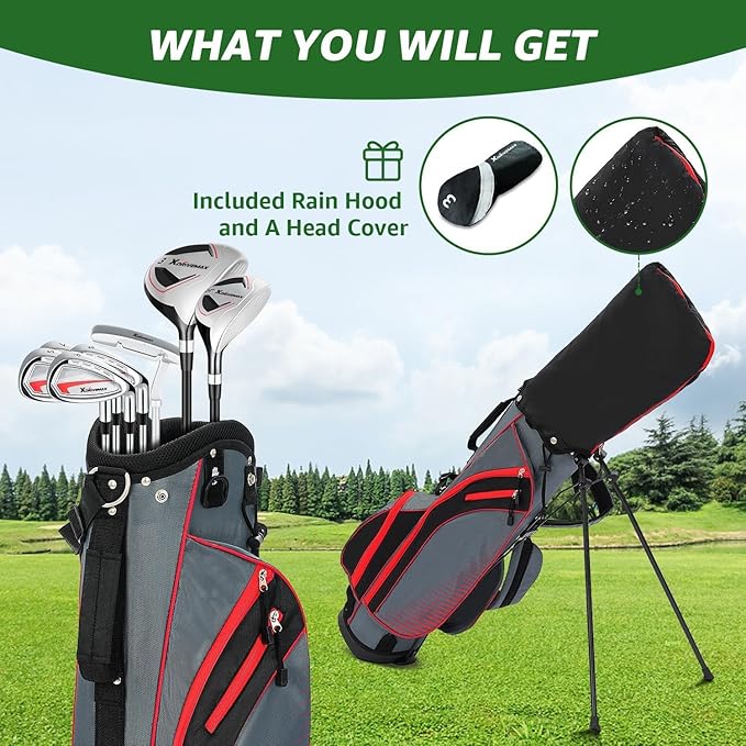 8 Pieces Complete Golf Club Set for Men Left or Right Handed – Mens Golf Clubs Full Set with Fairway Wood, Hybrid, Irons, Putter & Lightweight Bag – Beginner Friendly, Best Value, Distance & Accuracy