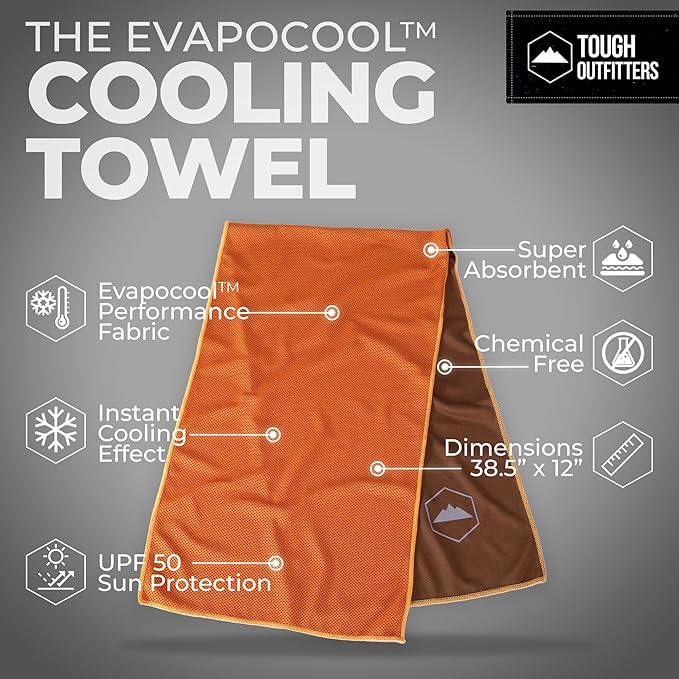 Tough Outdoors Cooling Towels for Neck Face - Neck Cooling Towel for Hot Weather Yoga Sports Golf Sweat - Instant Cold Towel