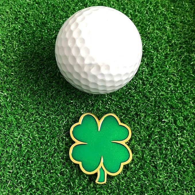 2 Pcs Clover Golf Ball Markers with Golf Ball Marker Hat Clip (Four Leaf Clover)