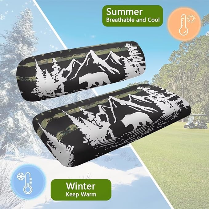 Golf Cart Seat Covers, Universal Fit & Nonskid Bottom Fits for Club Car 2 Person Seats Golf Carts
