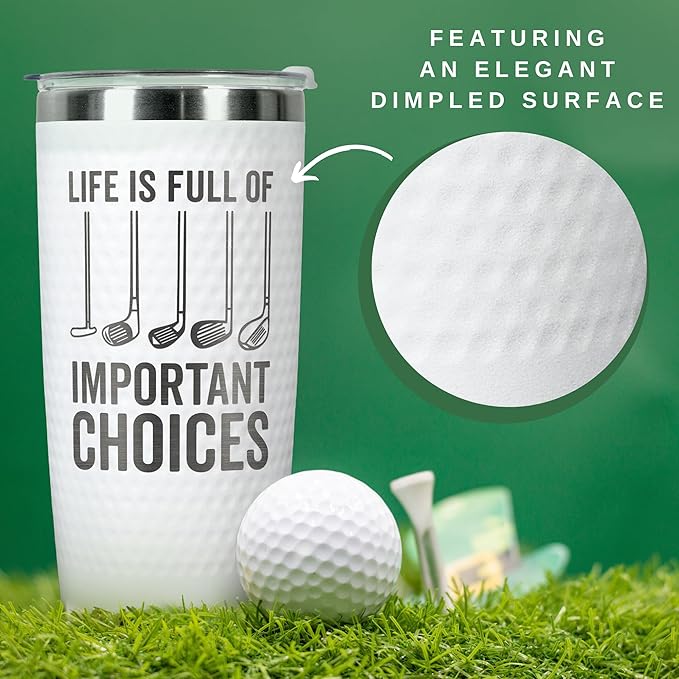 Golf Gifts for Men, Grandpa, Uncle, Golfer, Boss, Dad, Husband, Him, Boyfriend - Grandpa Uncle Gifts - Birthday, Christmas Gift for Golfers Men - 20 Oz Life Full Of Important Choices Tumbler