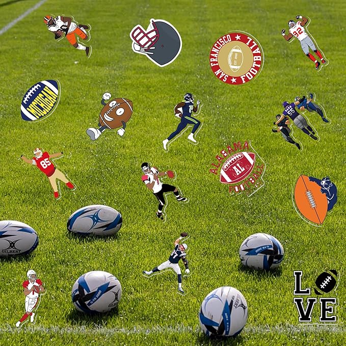 74Pcs Football Theme Party Favors Contain 24 Pcs Slap Bracelets 50Pcs Stickers, Sports Football Theme Birthday Party Decorations,Classroom Rewards Supplies.