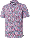 Golf Shirts for Men Dry Fit Short Sleeve Print Performance Moisture Wicking Polo Shirt