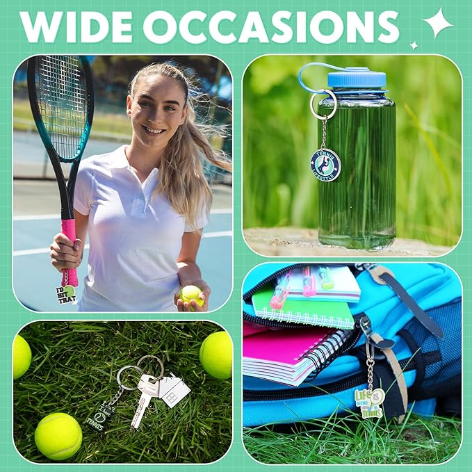 Batiyeer 36 Pack Tennis Keychains Bulk Party Favors Sports Ball Key Chains Funny Keyring Gifts for Women Men Birthday Supplies