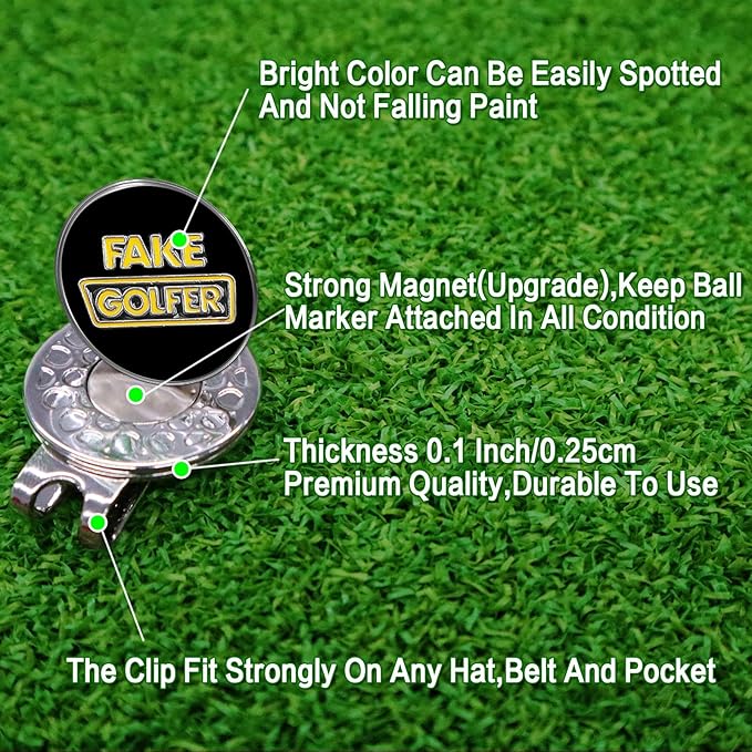 FINGER TEN Golf Ball Marker with Hat Clip Markers Assorted Patterns Value Gift Set Mark Golf Divot Tool Accessories for Men Women Kids
