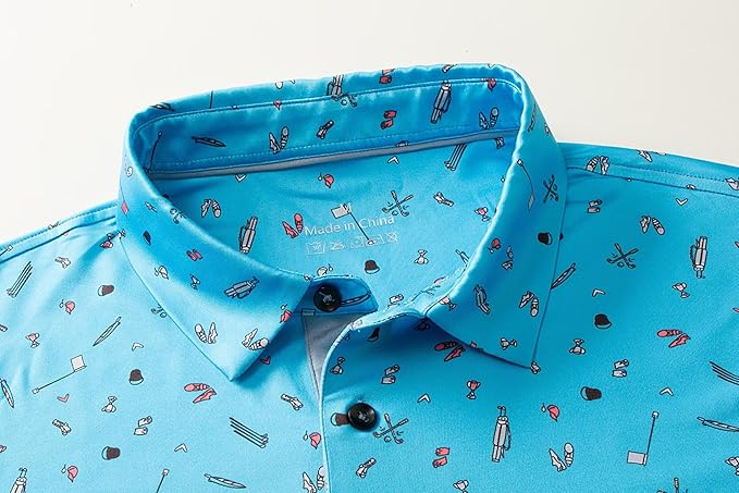 Mens Golf Shirts Quick Dry Moisture Wicking Casual Short Sleeve Performance Athletic Print Collared Stylish Men Polo Shirt