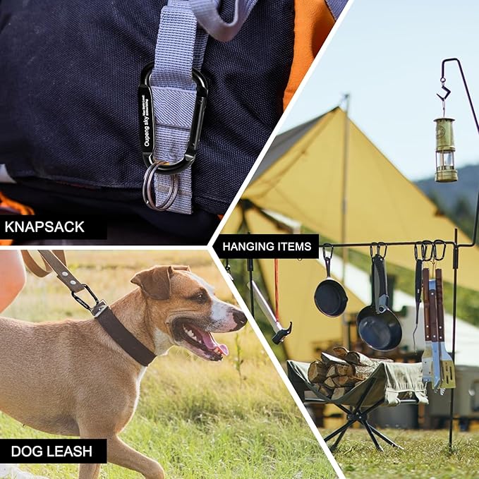 Carabiner Clip - Heavy Duty Carabiners Carabeaner D Ring Shape,Key Chain Clip Hook,Keychain Clip,Multipurpose for Camping, Hiking,Backpacking or Other Outdoor Activities.