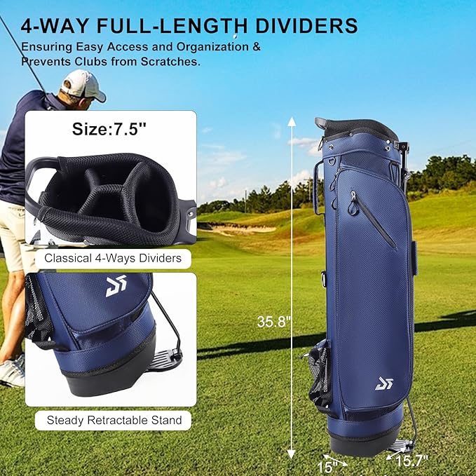 Golf Stand Bag – 2025 Upgraded Version with Cooler Pocket, Glove Patch & Tee Holder, Lightweight Sunday Golf Bag for Men & Women