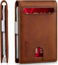 RUNBOX Money Clip Wallets for Men,Slim Leather Mens Bifold Wallet,RFID Blocking Front Pocket Wallet,Thin Credit Card Holder with Gift Box