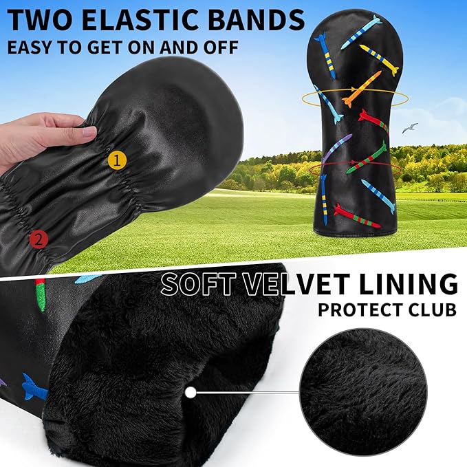 Colorful Nails Style Golf Half Mallet Putter Cover Headcover, Golf Putter Club Cover Magnetic Golf Head Covers Headcovers Club Protective Equipment