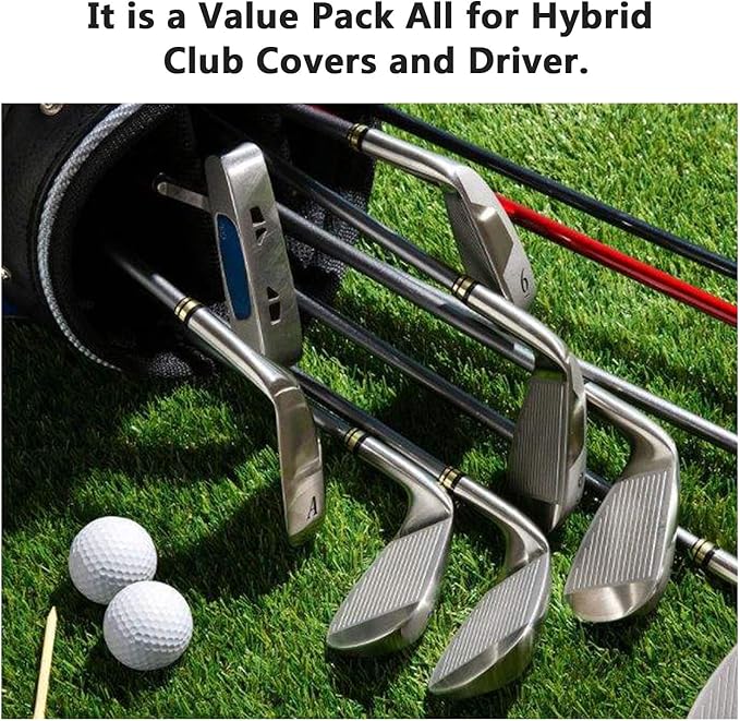 Golf Head Covers 3pcs Set, Driver Fairway Wood Headcovers, Vintage PU Headcovers for Golf Club