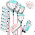 PGM 18 Piece Women's Golf Clubs Full Set for Right Handed, Complete Golf Set for Beginner to Intermediate Golfers with Driver, Woods, Hybrid, Irons, P/S Wedges, Putter, Headcovers and Stand Bag