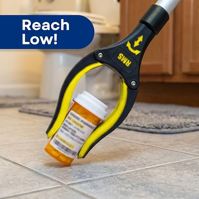 RMS 2-Pack 34 Inch and 21 Inch Grabber Reacher with Rotating Jaw - Mobility Aid Reaching Assist Tool