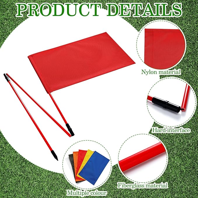 6 Set Golf Flag stick for Putting Green Golf Nylon Flags Pin Flags 3 Section Portable Putting Green Flagpoles for Backyard Practice Indoor Outdoor
