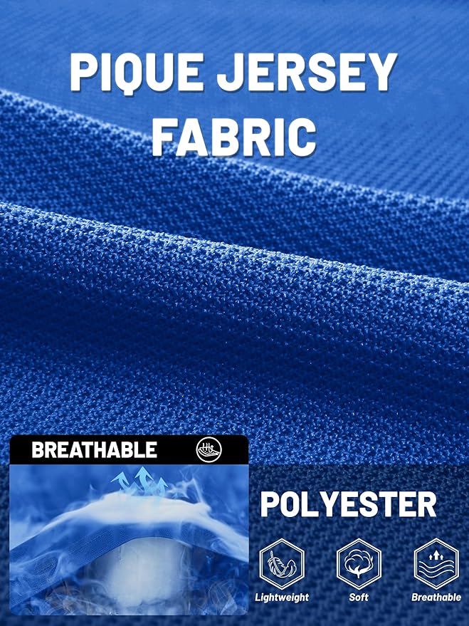 TACVASEN Mens Polo Shirt Short Sleeve Tactical Performance Collared Work Golf Shirts Dry Fit Pique Polos for Summer