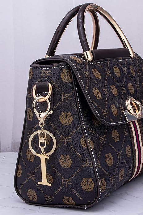 Cute Stainless Steel Gold Initial Letter Keychain for Women Girl, Charms for Key Handbag Backpack Bag, Personalized Gift