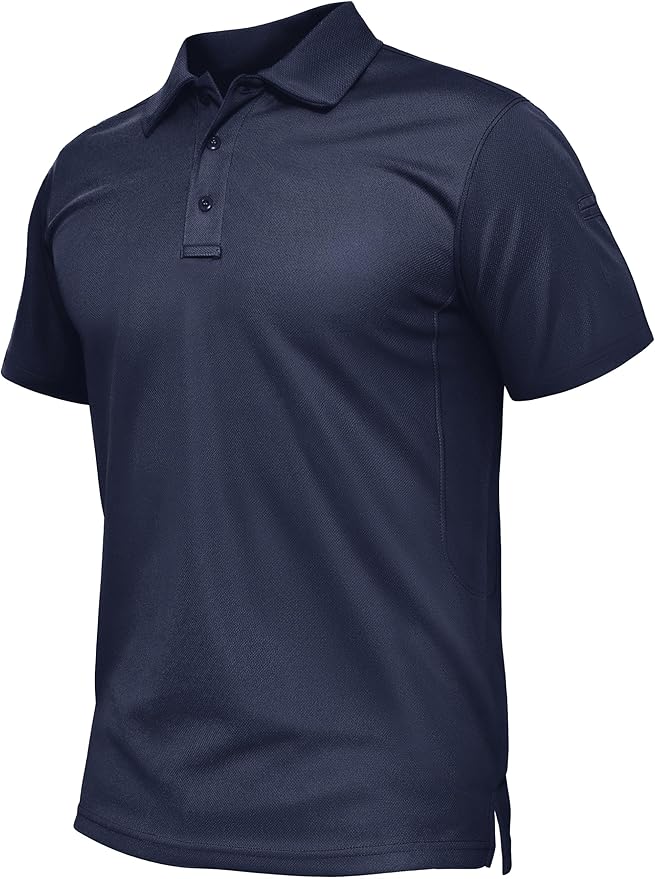 TACVASEN Mens Polo Shirt Short Sleeve Tactical Performance Collared Work Golf Shirts Dry Fit Pique Polos for Summer