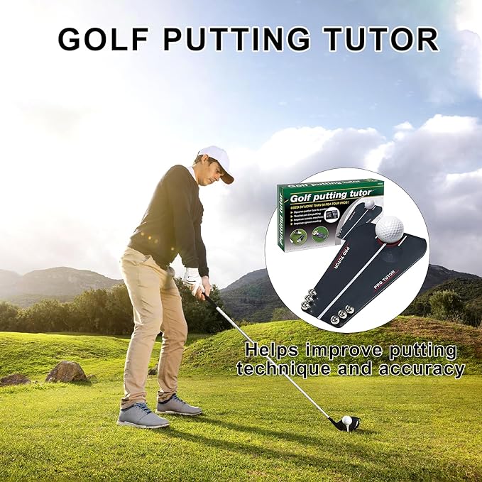 Golf Putting Tutor, Golf Hitting Mat, Putting Mirror Training Aid, Puttout Circuit Trainer Groove, Putt Out Train Align Eyes Practice, Putter face, Alignment Starting Line Impact Stroke Path Motion