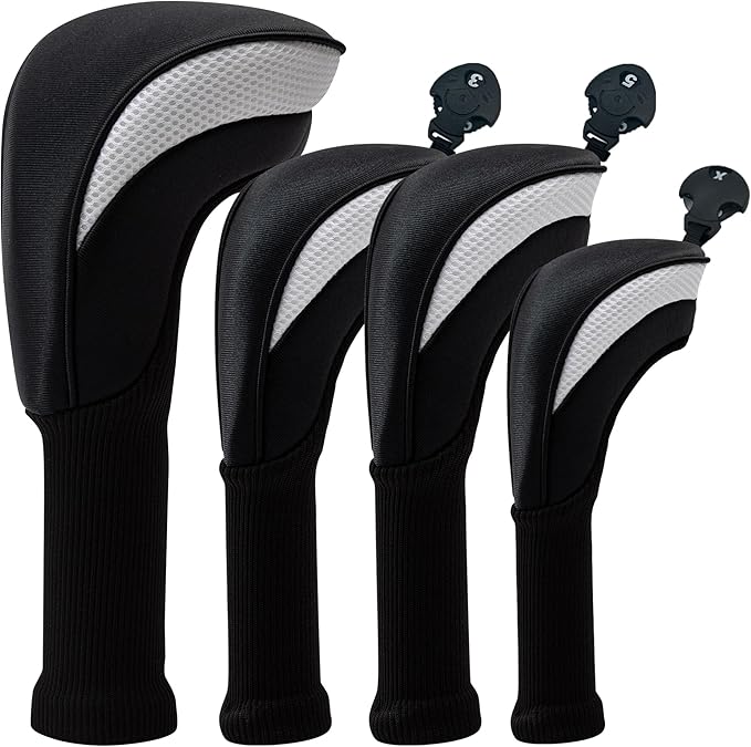 Golf Head Covers for Fairway Woods Driver Hybrids 5 Pieces Nylon Mesh Sports Fan Golf Club Headcovers-Golf Accessories for Men Women.