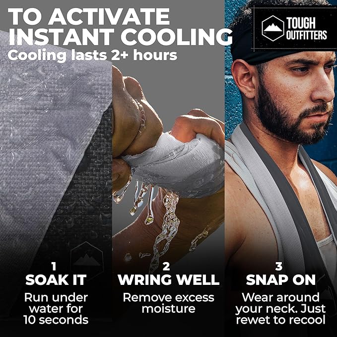 Tough Outdoors Cooling Towels for Neck Face - Neck Cooling Towel for Hot Weather Yoga Sports Golf Sweat - Instant Cold Towel