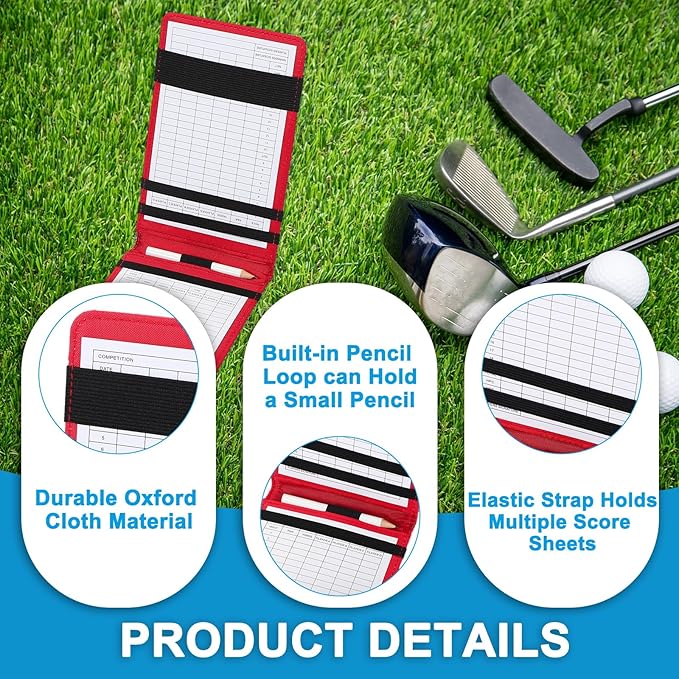 PATIKIL Golf Scorecard Holder, Leather Yardage Book Cover Golf Scorecard Book with Pencil Loop for Golf Club Golf Club Accessories