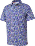 Golf Shirts for Men Dry Fit Short Sleeve Print Performance Moisture Wicking Polo Shirt