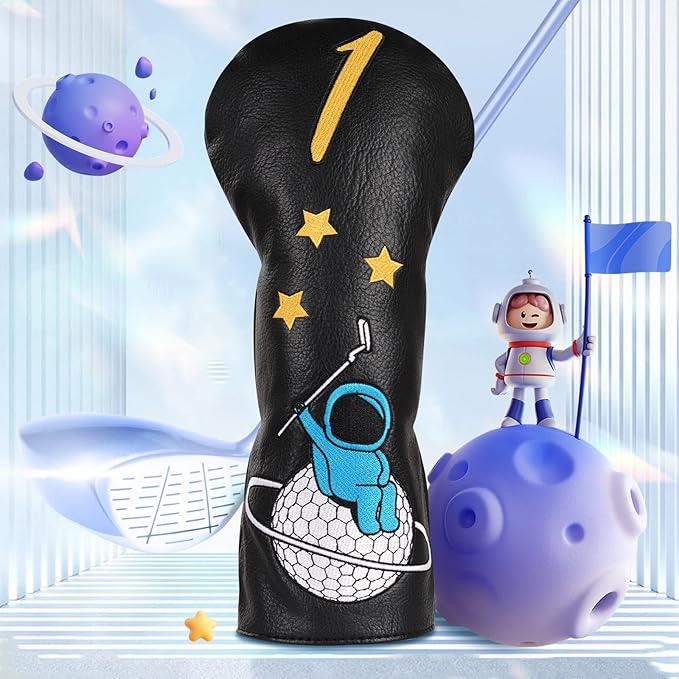 Astronaut Series Golf Headcovers, Synthetic Leather Golf Head Covers for Driver, Fairway Wood and Hybrid, Golf Putter Covers for Mallet and Blade