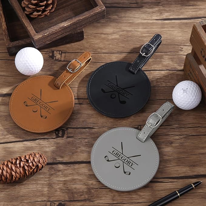 Personalized Golf Bag Tag with Tees Custom Name & Pattern Leather Golf Tee Holder with Gift for Dad