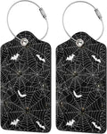 Halloween Luggage Tags Set of 2 Leather Stainless Steel Loop Label Tag for Travel Bag Suitcase