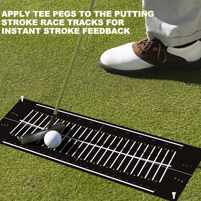 Golf Putting Mats Practice Indoor 30 x 8.27 Inch Golf Putting Practice Training Aid Alignment Track Green Mat Exercise Putter Training Supplies