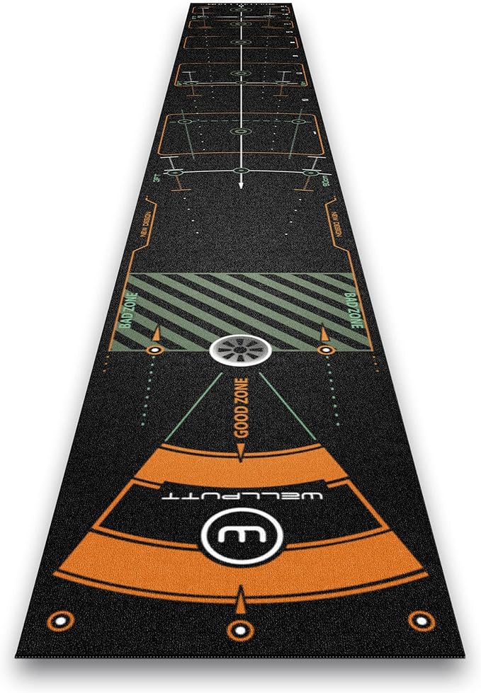 WELLPUTT - Golf Putting Training Mat - 13ft Black
