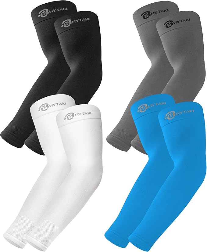 BHYTAKI UV Sun Protection Arm Sleeves, UPF 50 Sports Cooling Arm Compression Sleeves for Men Women Teenager