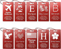 Personalized Metal Luggage Tags, Custom Suitcase Aluminum Name Tags with 5.9in Steel Ring, Laser Engraved Text and Logo, for Travel Gift, Baggage, Golf Bag (Red)