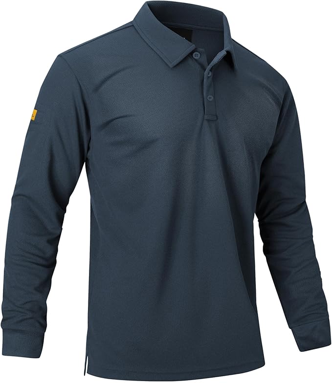 Men's Long Sleeve Polo Shirts 3 Button Down with Pocket Classic Golf Breathable Solid Color Designed Collared Casual Tee