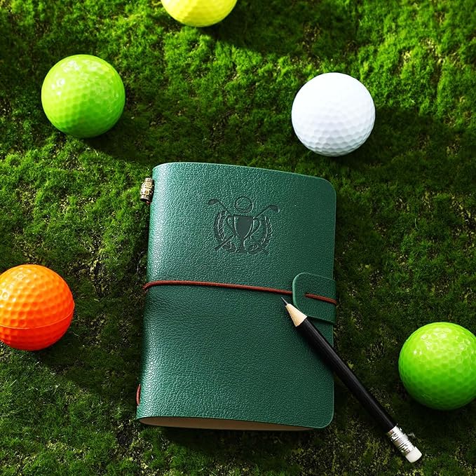 Yexiya Golf Scorecard Book with Pencil Leather Golf Journal Scorecard Holder Accessories Notebook Log Book Pocket Scorebook Gifts for Men Golfers, Sports and Outdoor Club Accessories