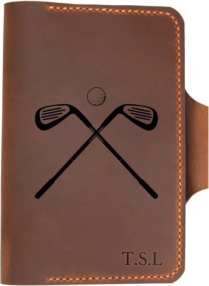 Personalized Leather Golf Scorecard Holder Cover, Handmade Yardage Book Cover Holder With Pencil Holder, Custom Leather Yardage Book Cover Holder, Golf Gift