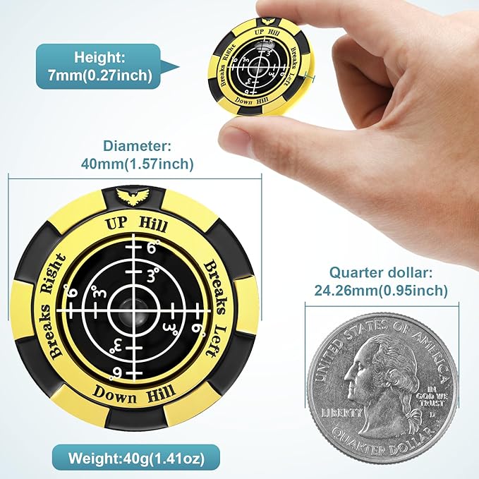 SlopeVision Pro Golf Green Reader with Hat Clip, Horizontal Bubble Level & Golf Ball Marker – High Precision Green Reading Aid, Ideal Golf Gift for Men & Women