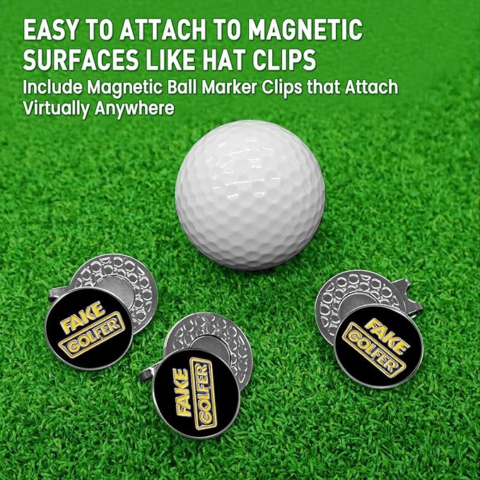 FINGER TEN Golf Ball Marker with Hat Clip Markers Assorted Patterns Value Gift Set Mark Golf Divot Tool Accessories for Men Women Kids