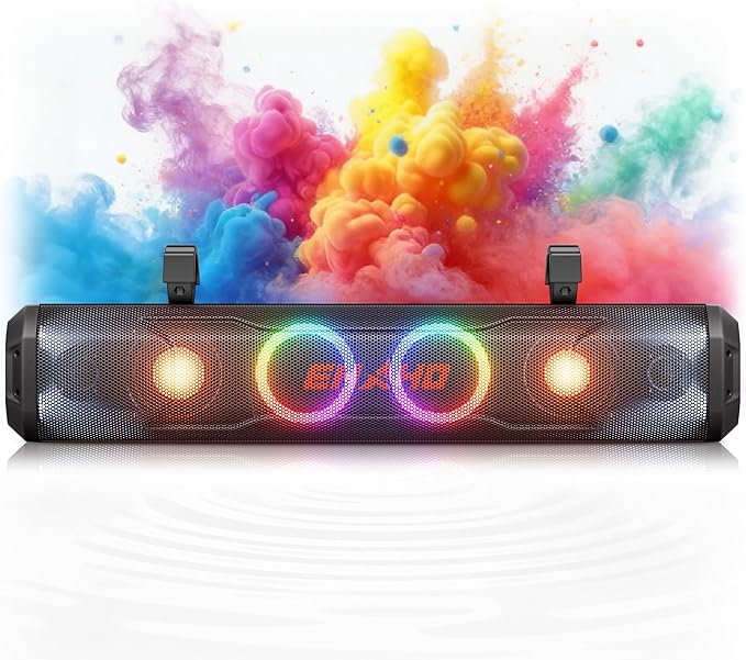 Ehaho 26 Inch 6 Speaker UTV Sound Bar, Bluetooth Golf Cart Speakers [Color Changing RGB & Strobe Light] IP66 Waterproof ATV Speaker System, SXS SoundBar Compatible with Polaris RZR CFmoto Can-Am